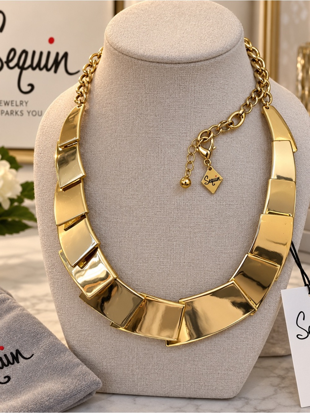 Gold-Tone Sculpted Collar Necklace